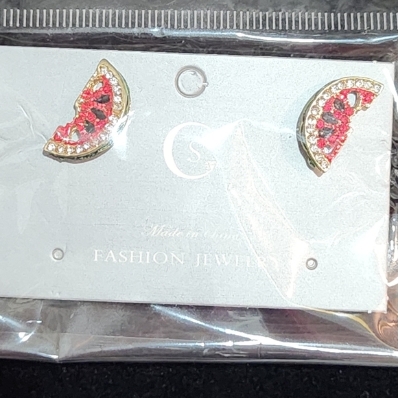 Fashion Jewelry Red and Gold Crescent Earrings - Picture 5 of 5